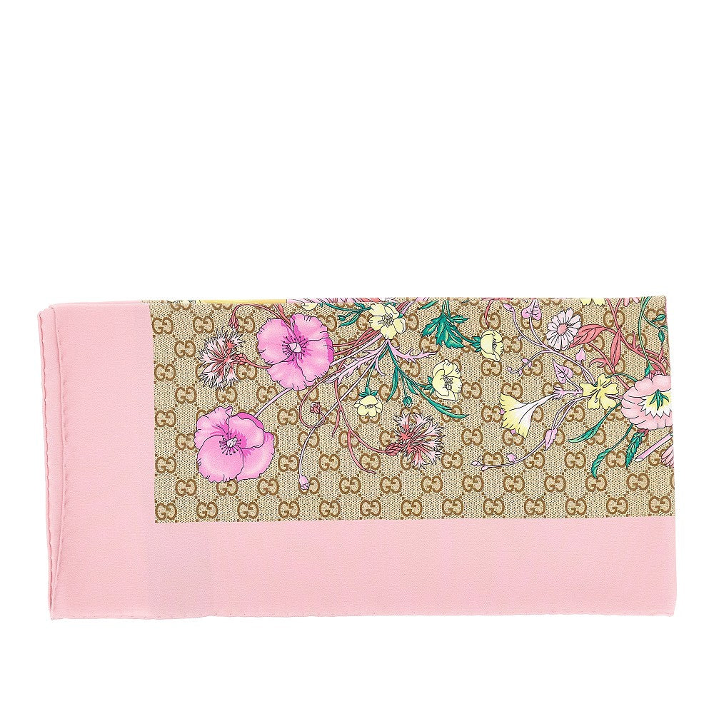 Carré in twill di seta con stampa Flora