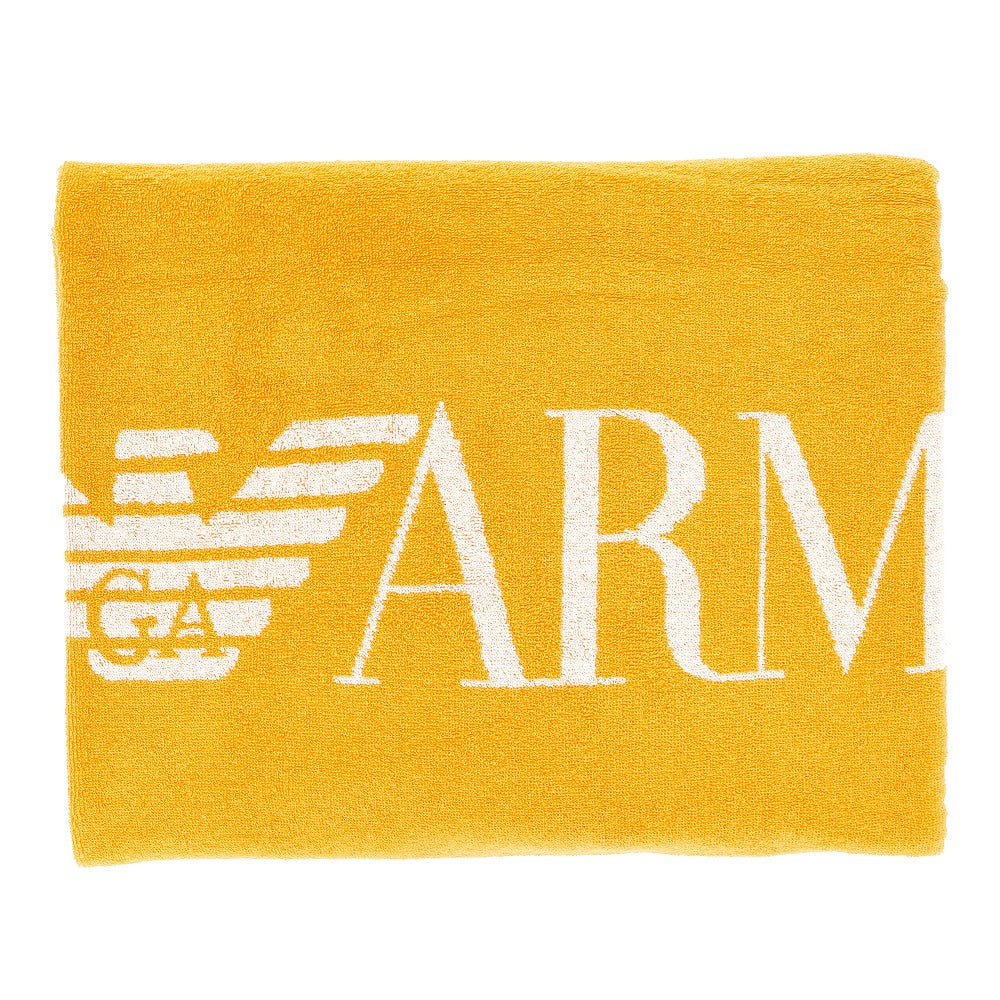 Telo mare con logo lettering in jacquard