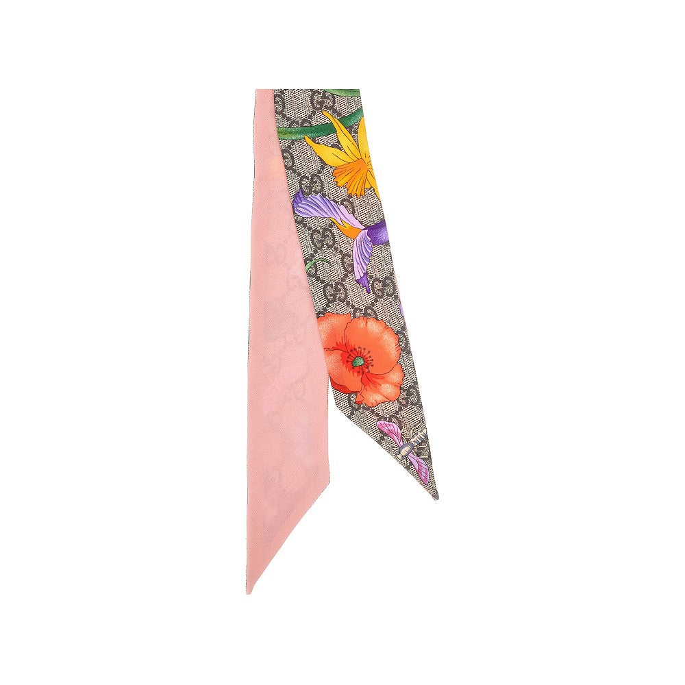 Flora print GG silk scarf
