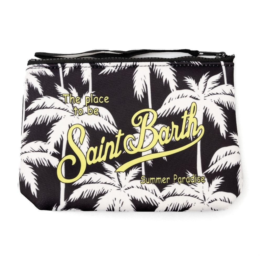 Pouch nera con stampa palme