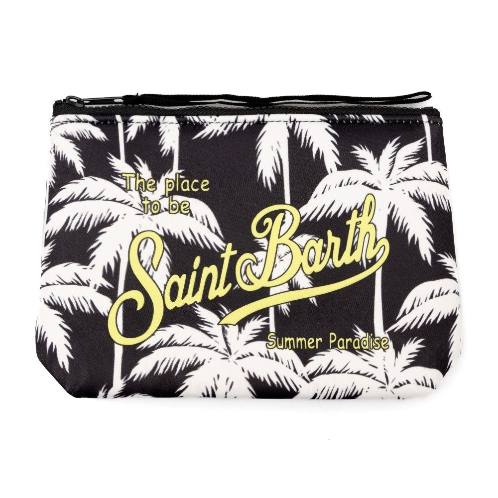 Pouch nera con stampa palme