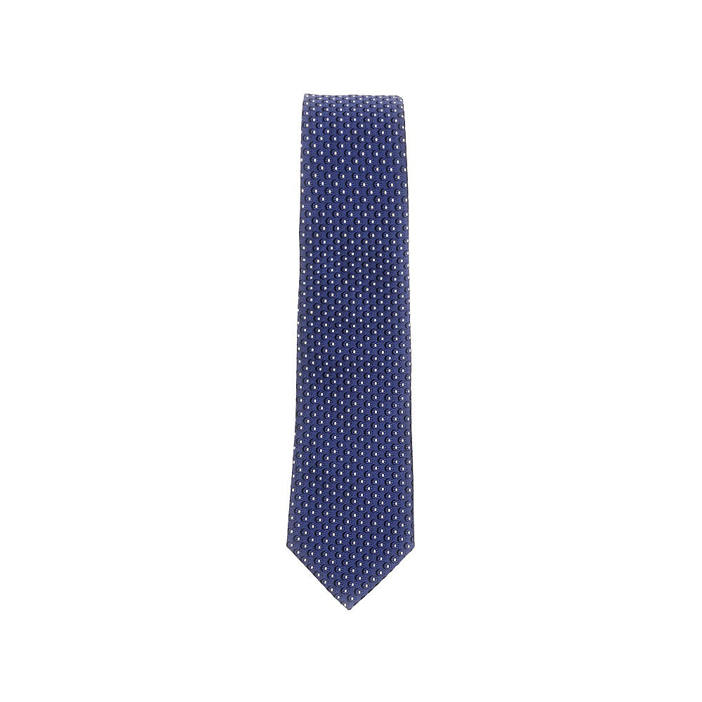 Silk twill necktie with jacquard motif