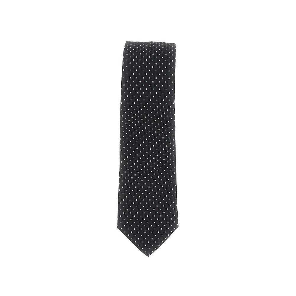 Silk twill necktie with jacquard motif