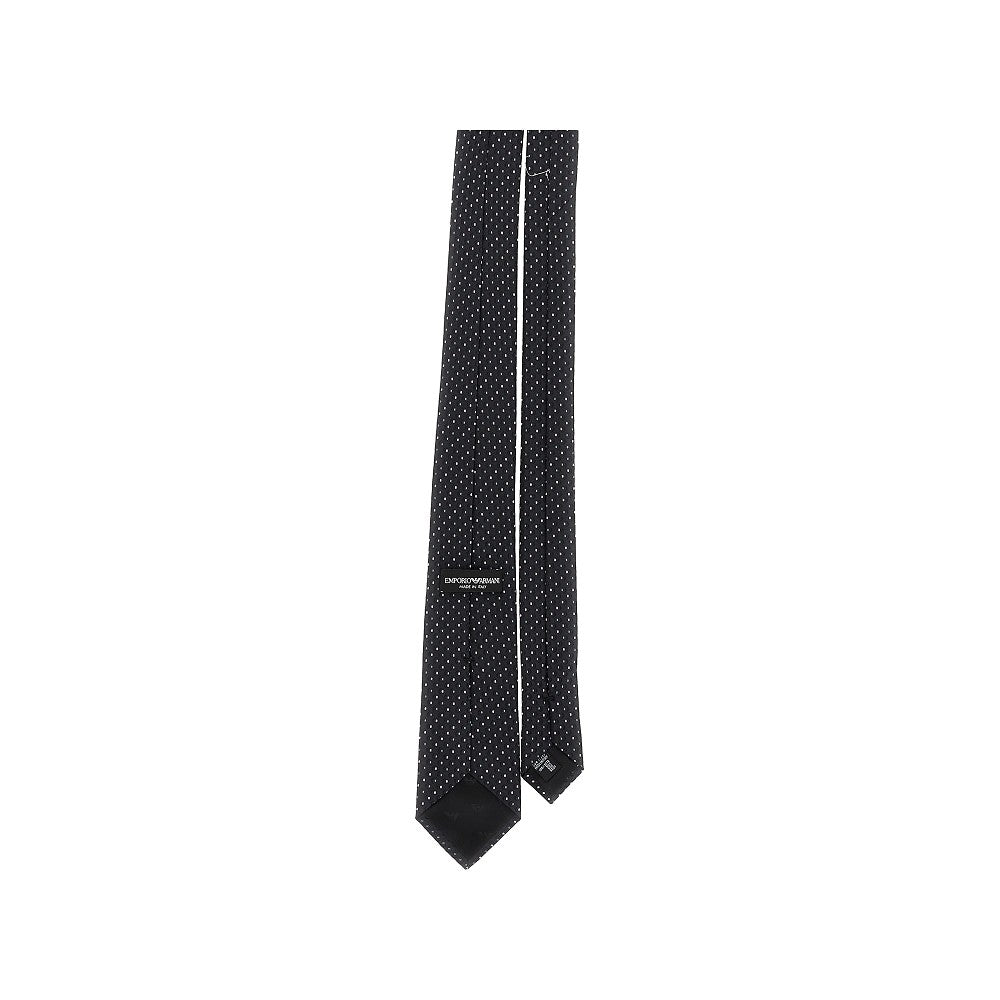 Silk twill necktie with jacquard motif
