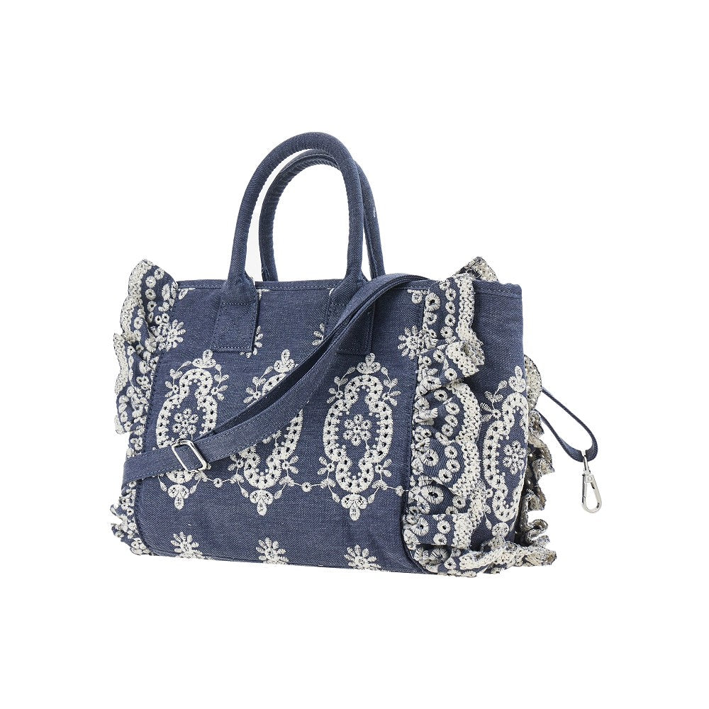 'Colette' denim embroidered bag