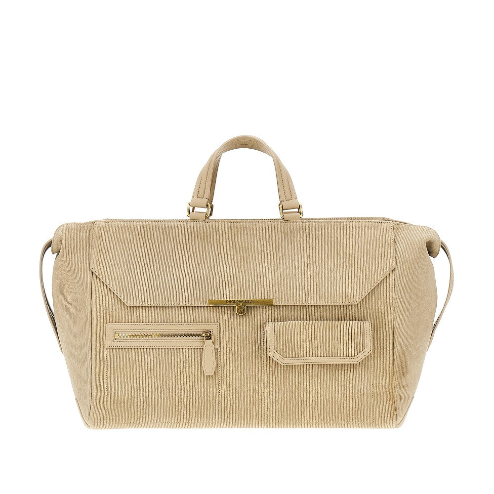 Maxi borsa in suede a costine