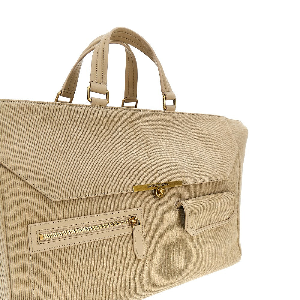 Maxi borsa in suede a costine