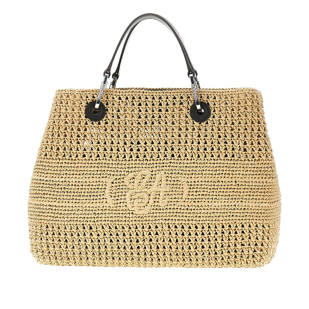 Woven raffia medium shopping bag