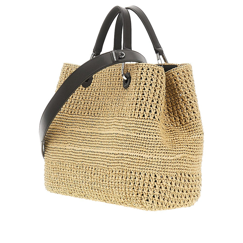 Woven raffia medium shopping bag