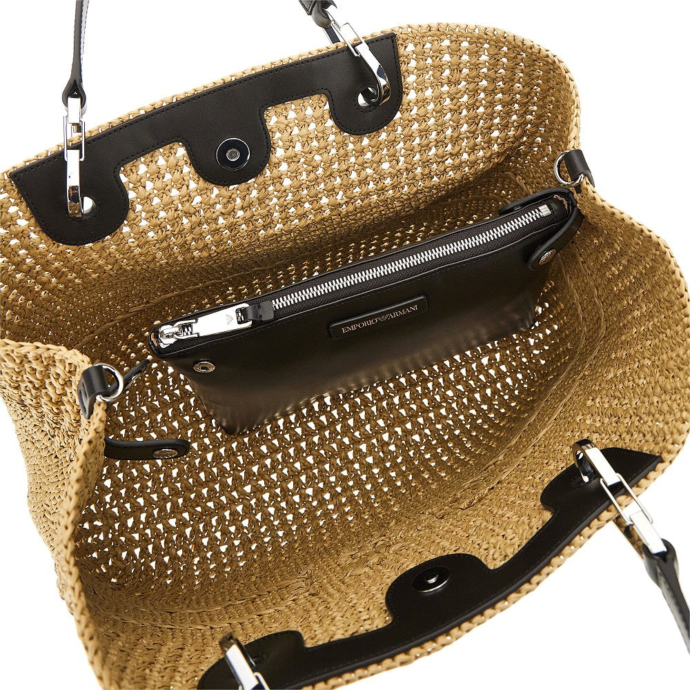 Woven raffia medium shopping bag