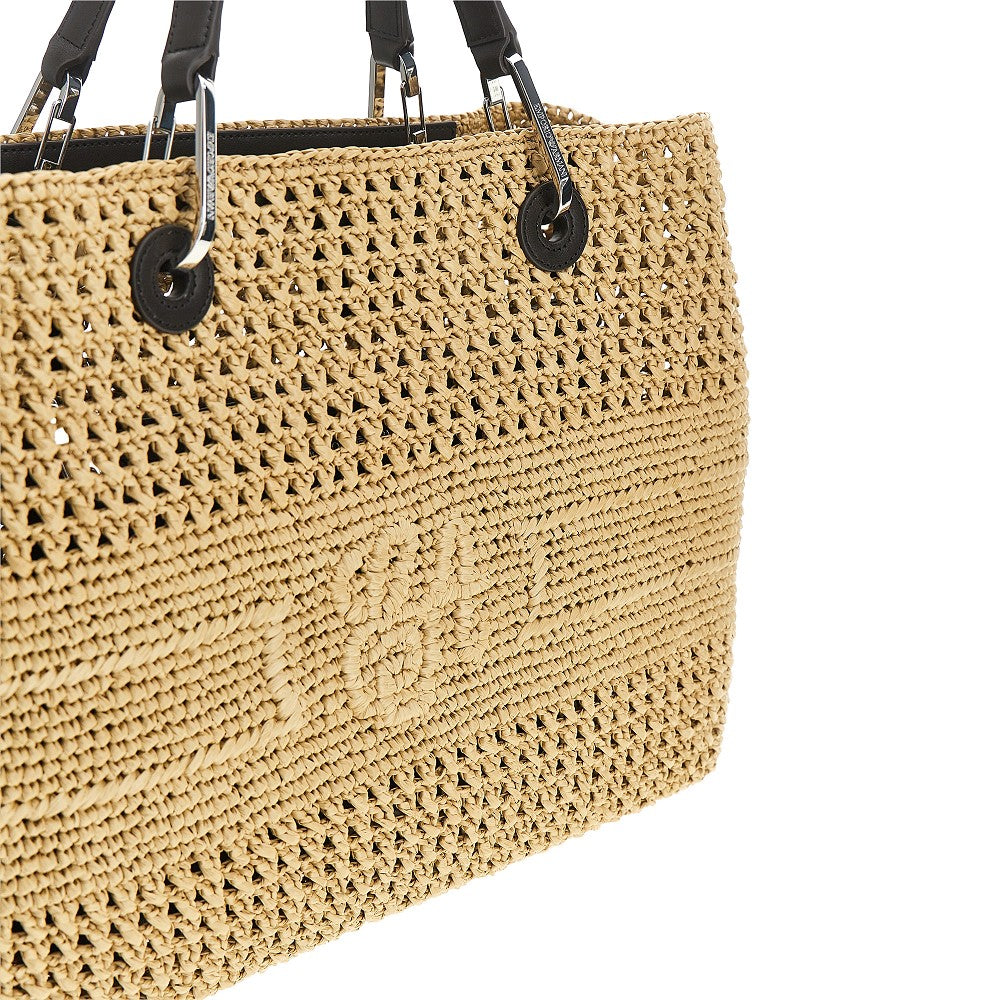 Woven raffia medium shopping bag