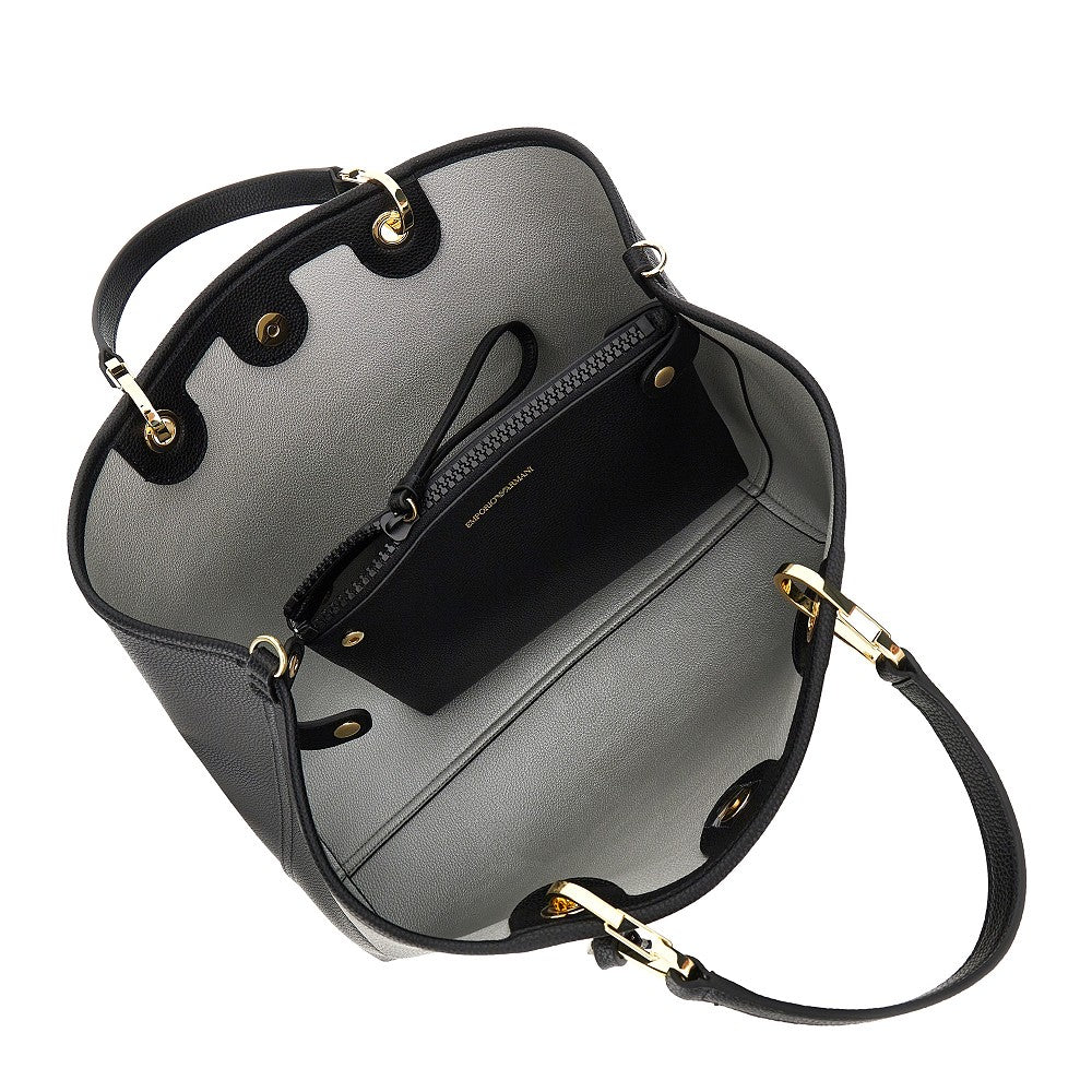 Faux leather medium shopping bag