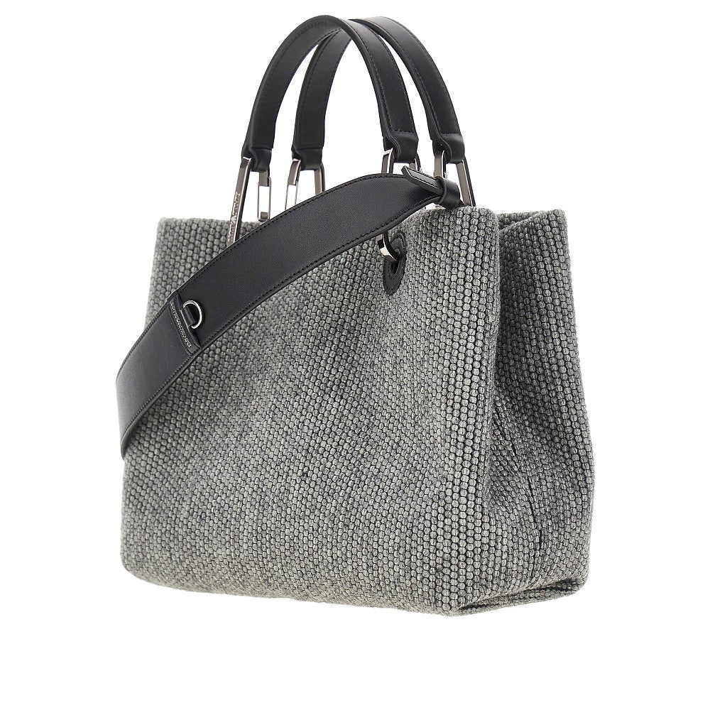 Shopping bag piccola in misto lana