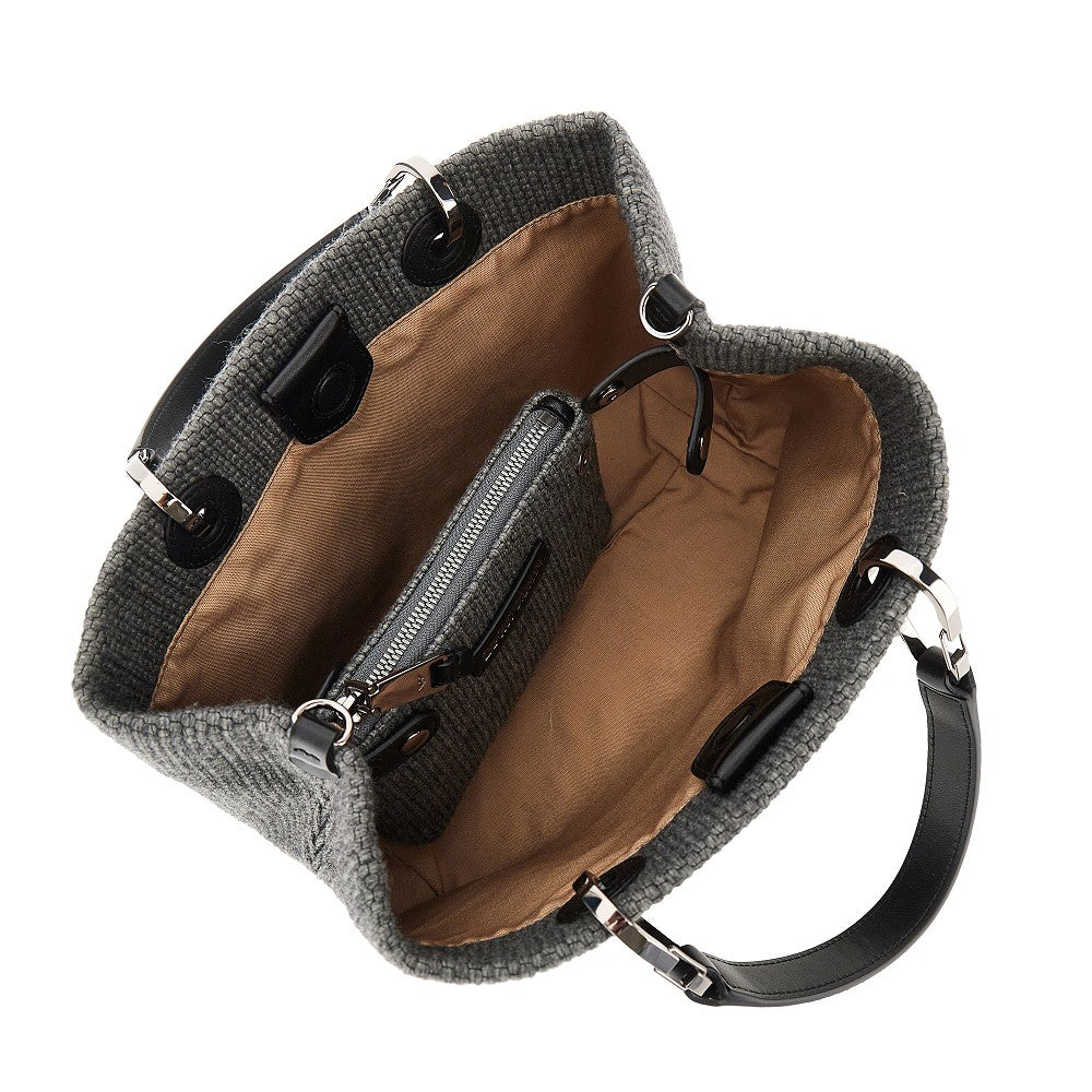Shopping bag piccola in misto lana