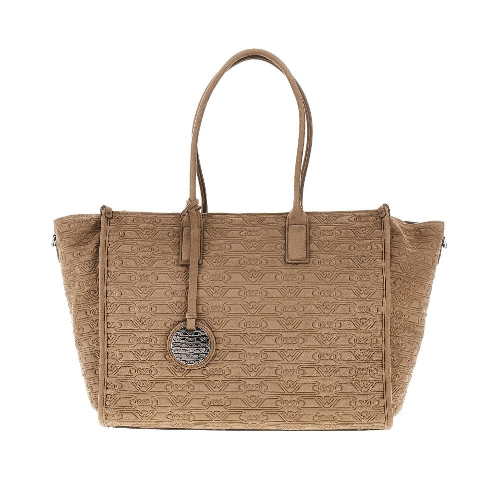 Faux suede leather medium shopping bag