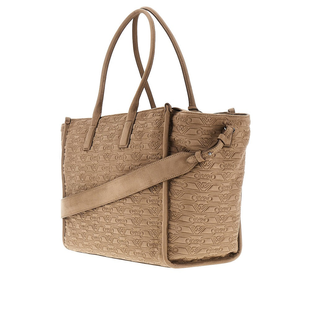 Faux suede leather medium shopping bag