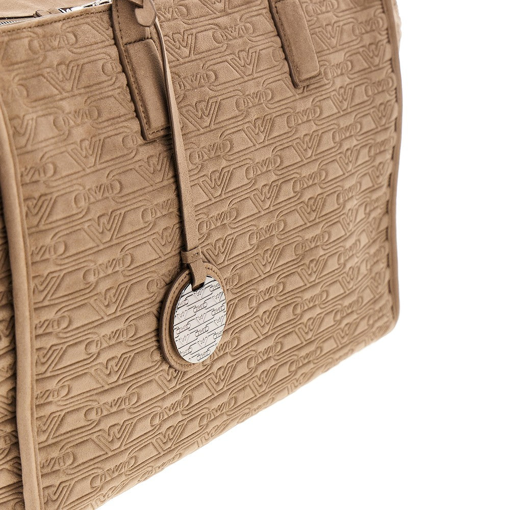 Faux suede leather medium shopping bag