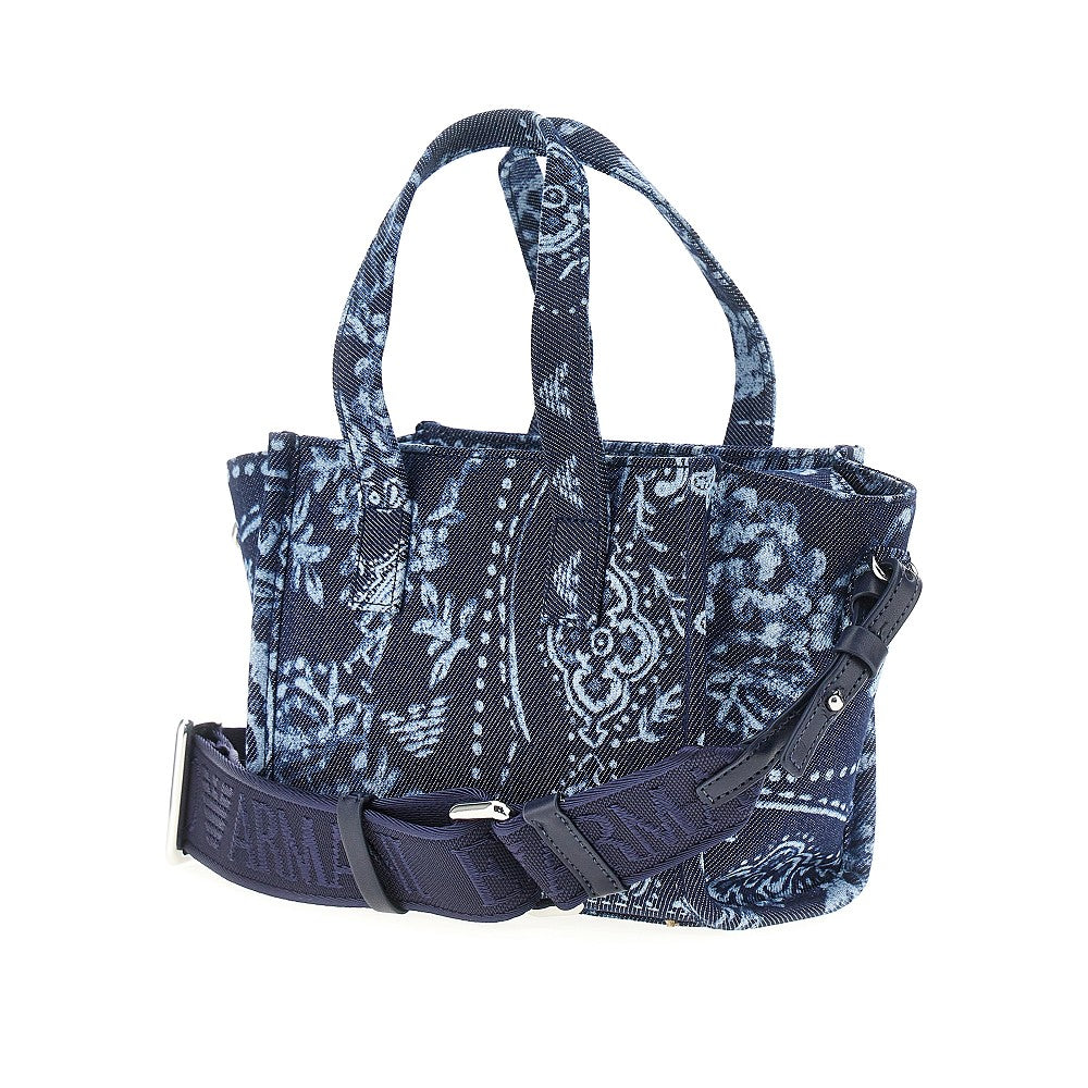 Bandana printed canvas small shopping bag