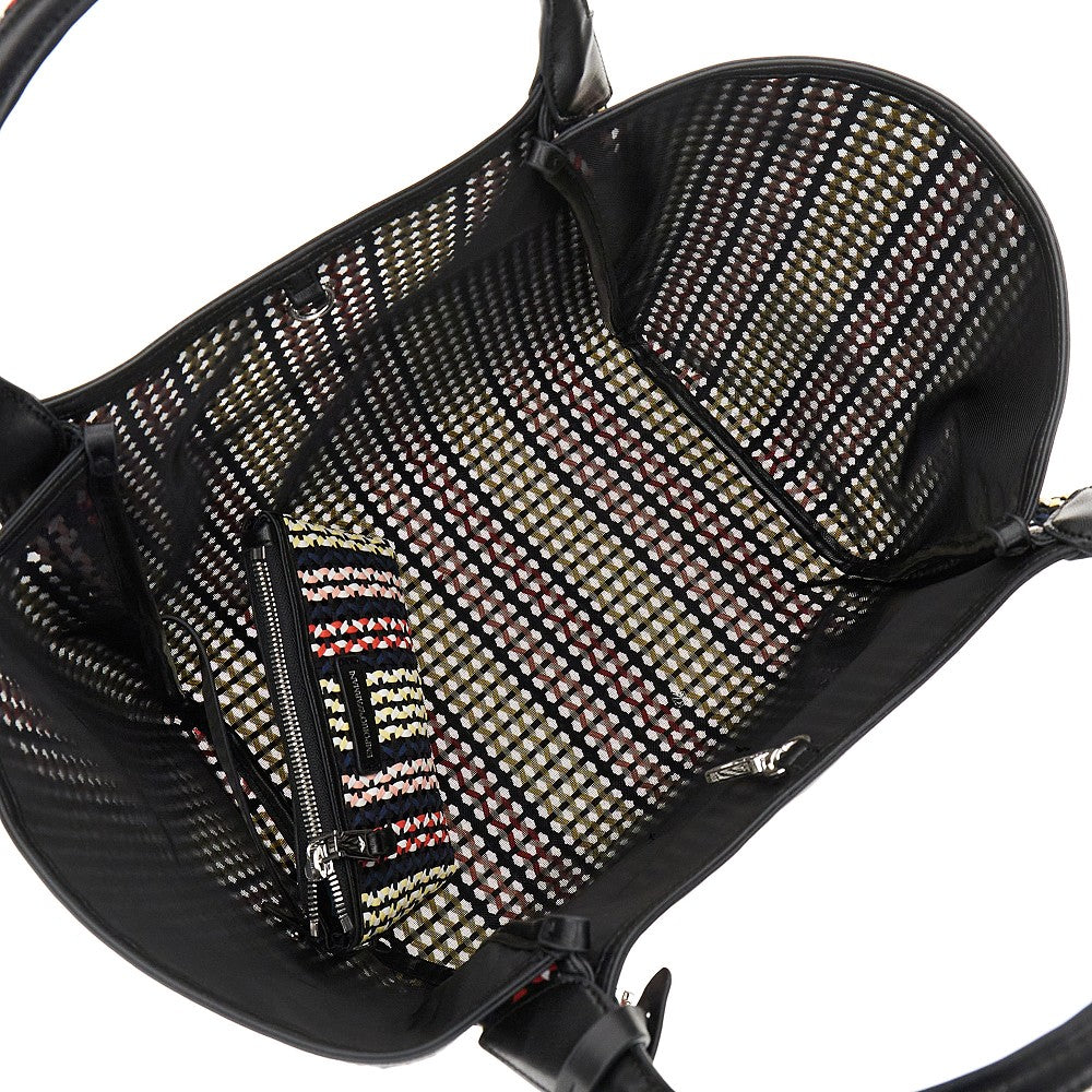 Shopping bag in mesh e tessuto intrecciato