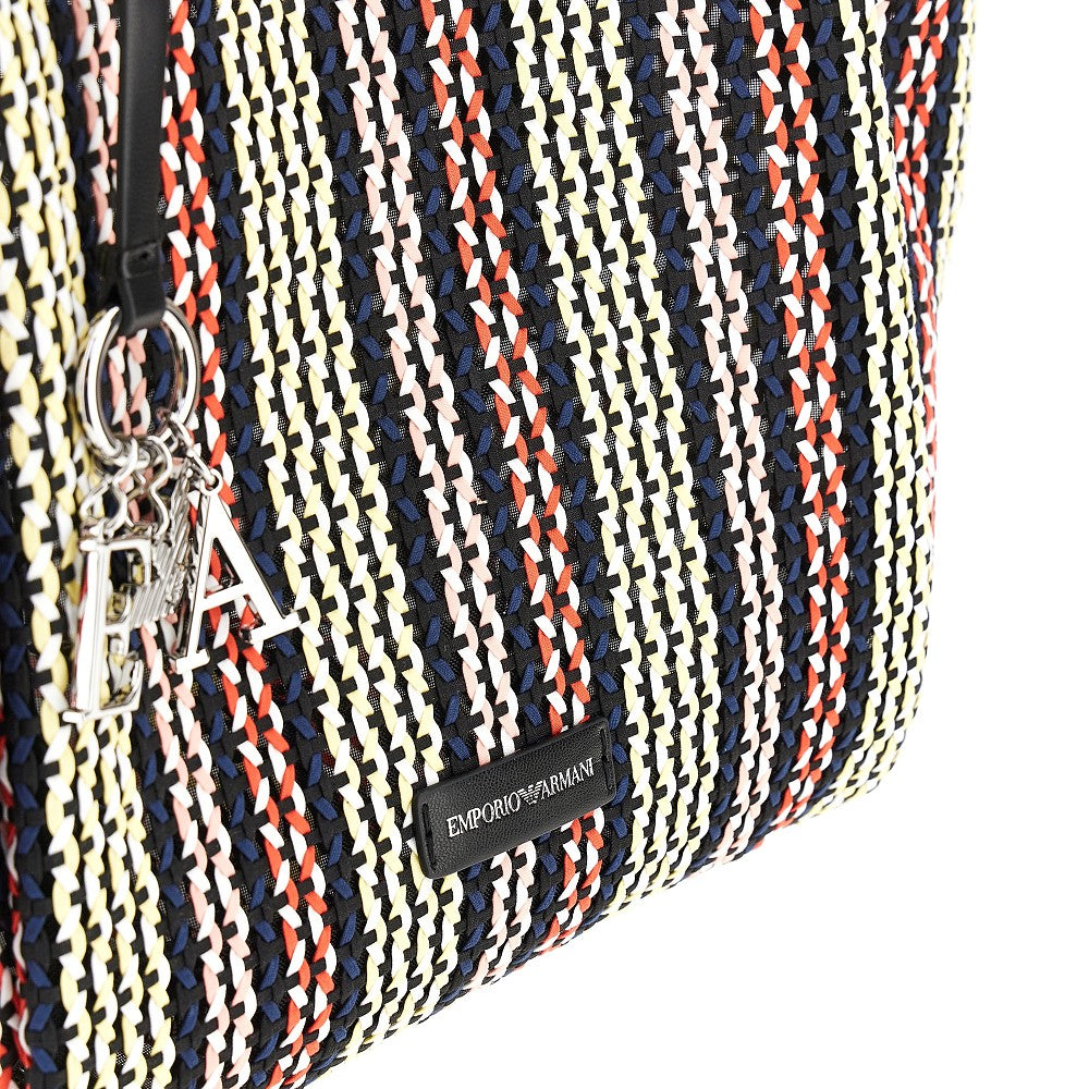 Shopping bag in mesh e tessuto intrecciato