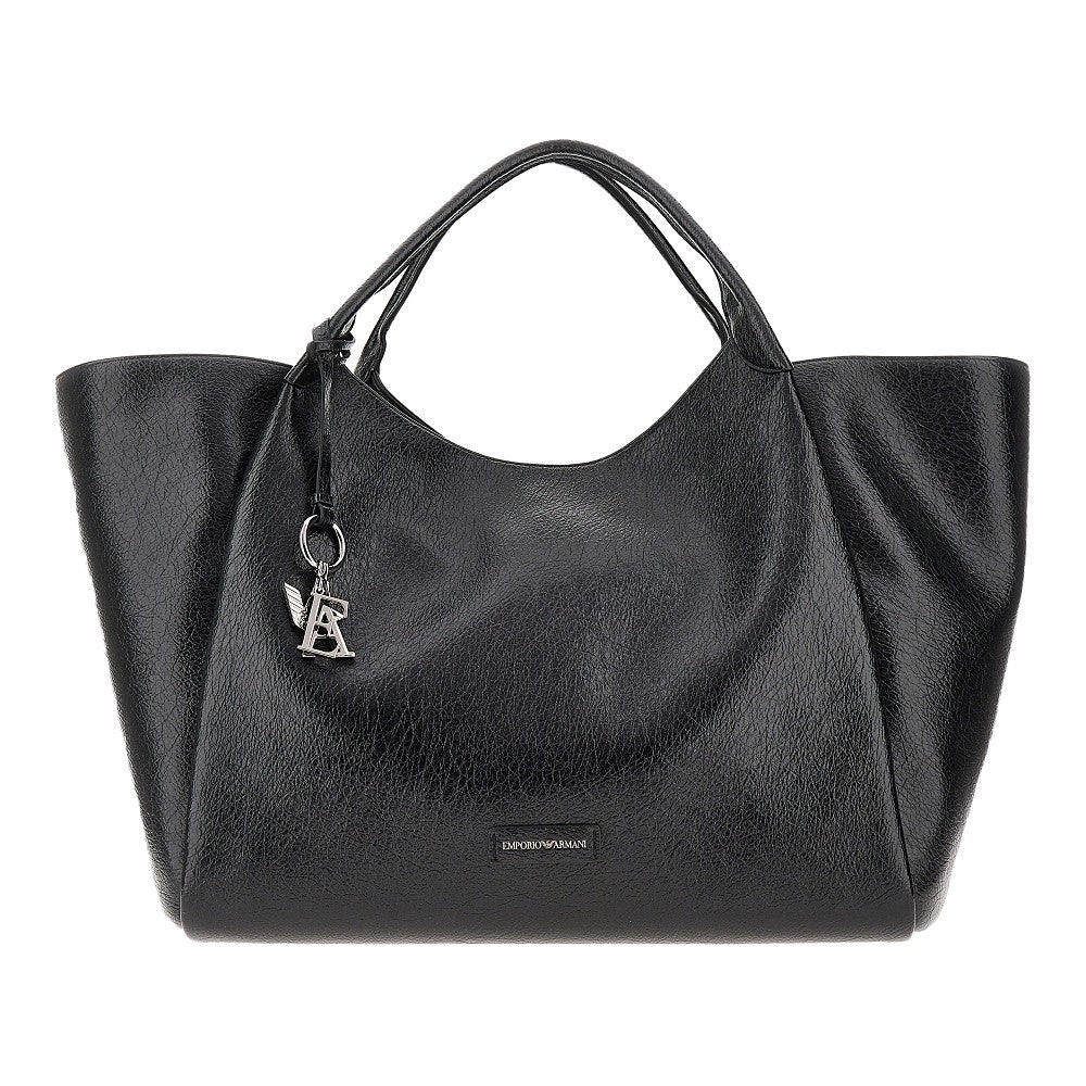 Wrinkled leather maxi shopping bag