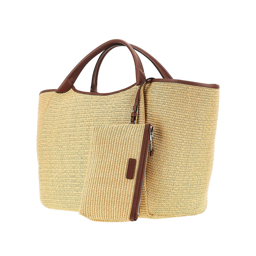 Synthetic straw large shopping bag