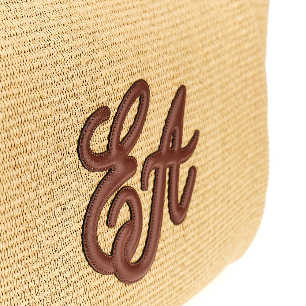 Synthetic straw large shopping bag