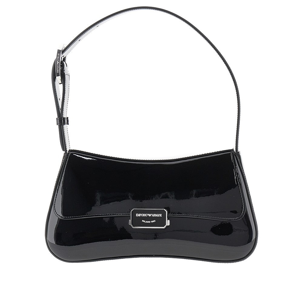 Patent faux leather shoulder bag