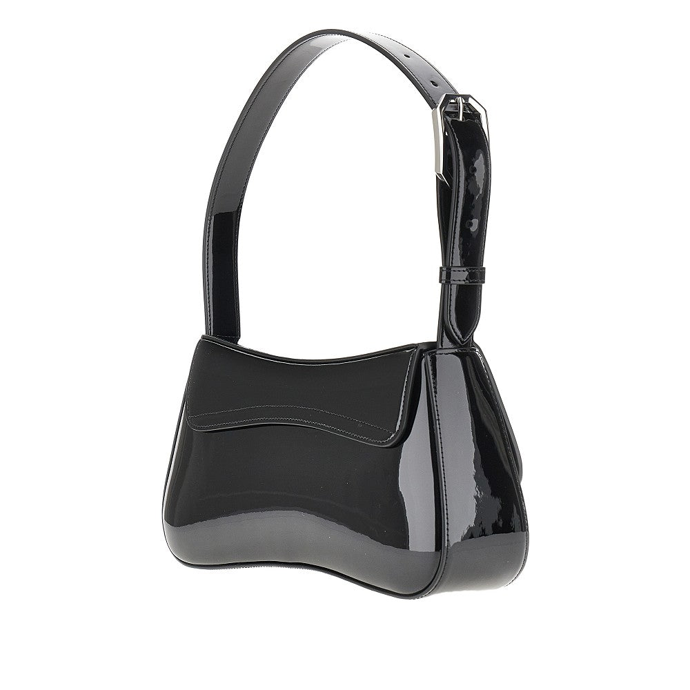Patent faux leather shoulder bag