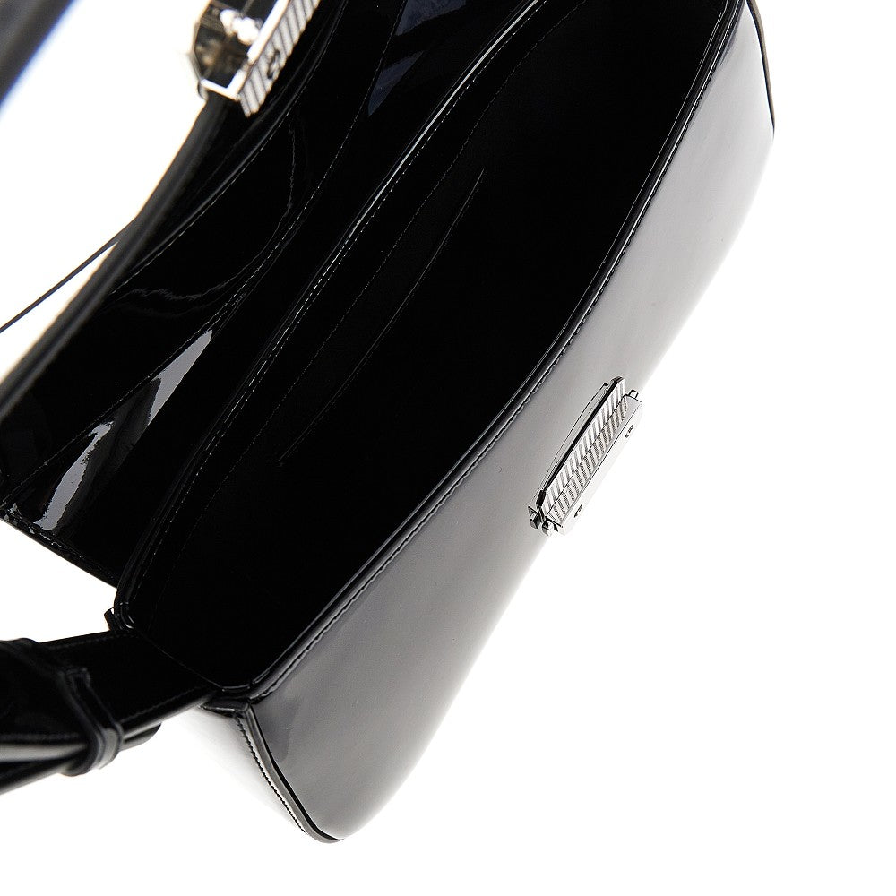 Patent faux leather shoulder bag