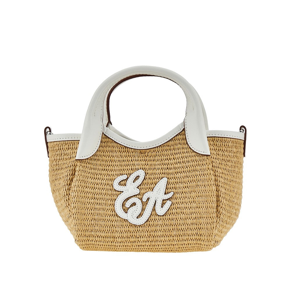 Synthetic raffia mini shopping bag