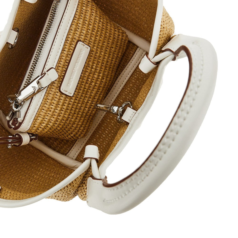 Synthetic raffia mini shopping bag