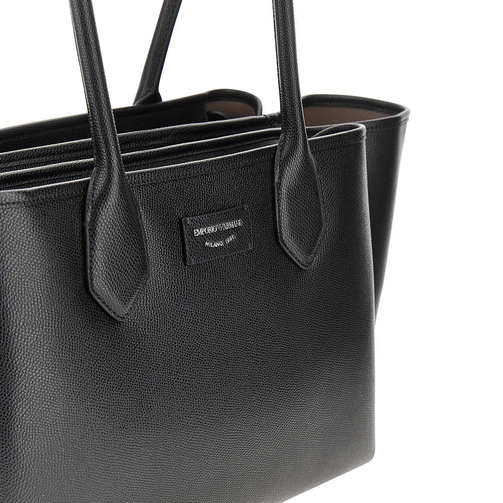 Faux leather large shopping bag