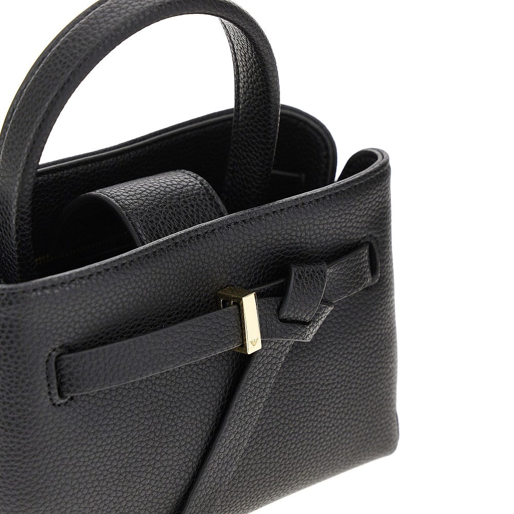 Faux grained leather bag with logo