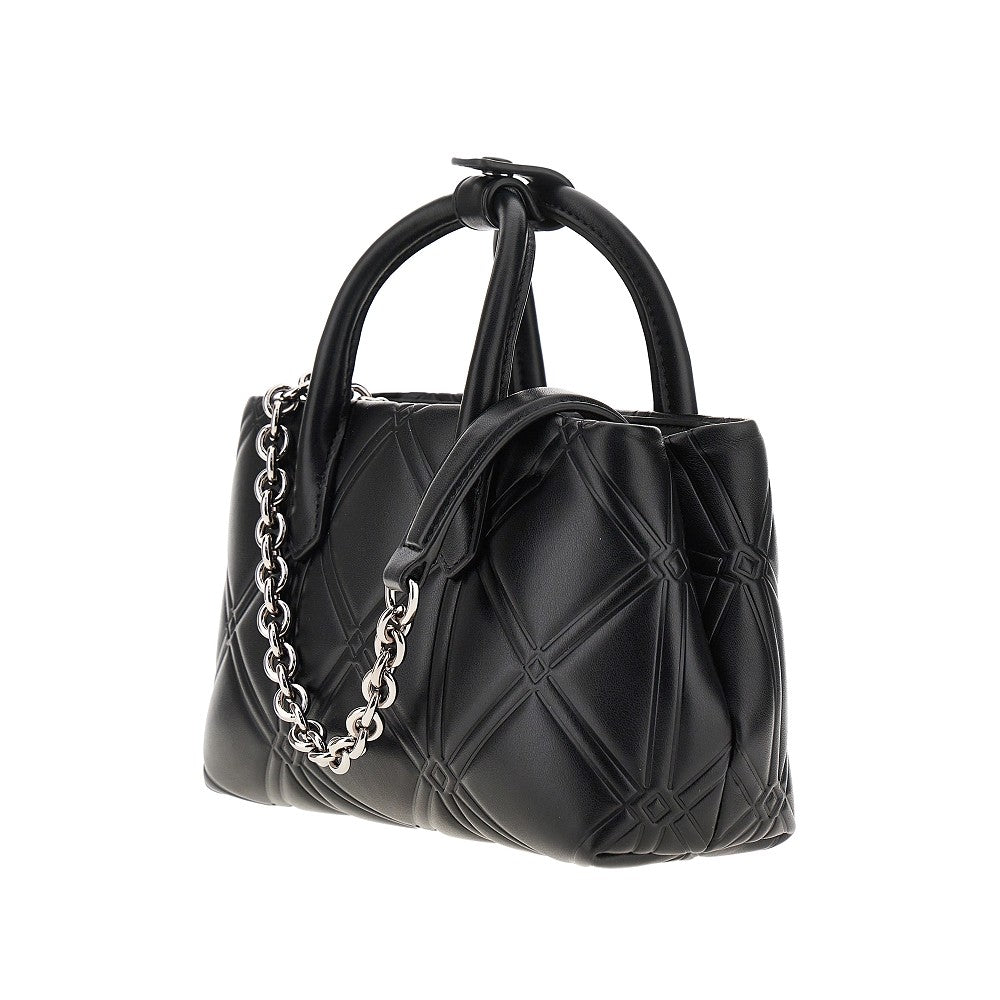 Faux leather quilted handbag