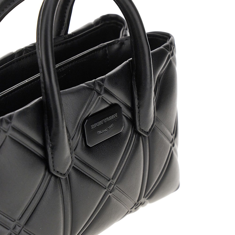 Faux leather quilted handbag