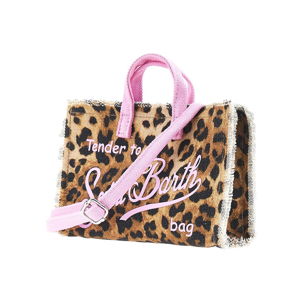 Phone bag in canvas con motivo leopardato