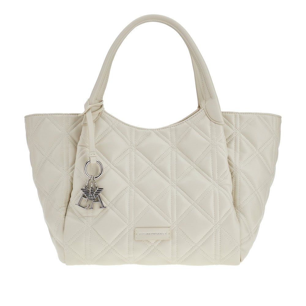 Quilted faux nappa leather shopping bag