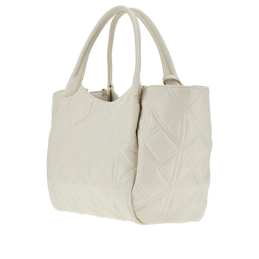 Quilted faux nappa leather shopping bag