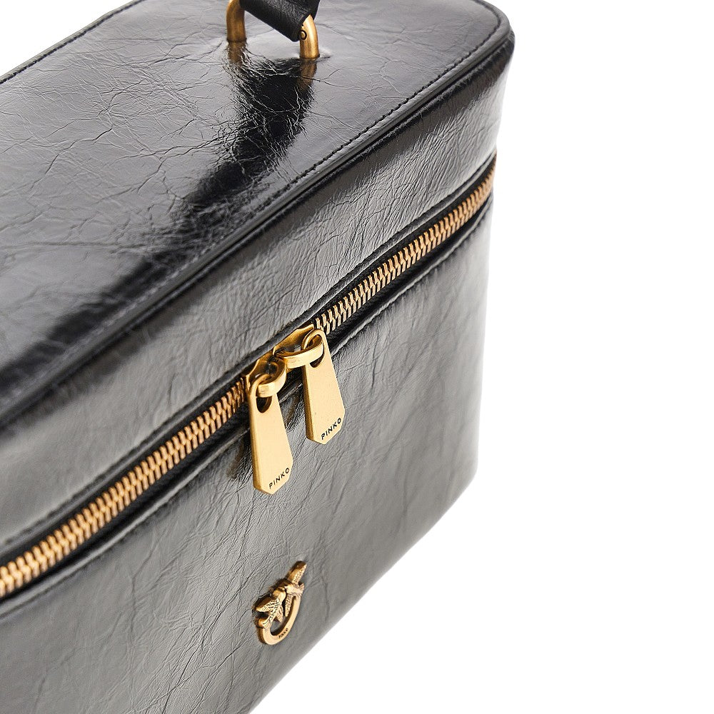 Shiny leather vanity case