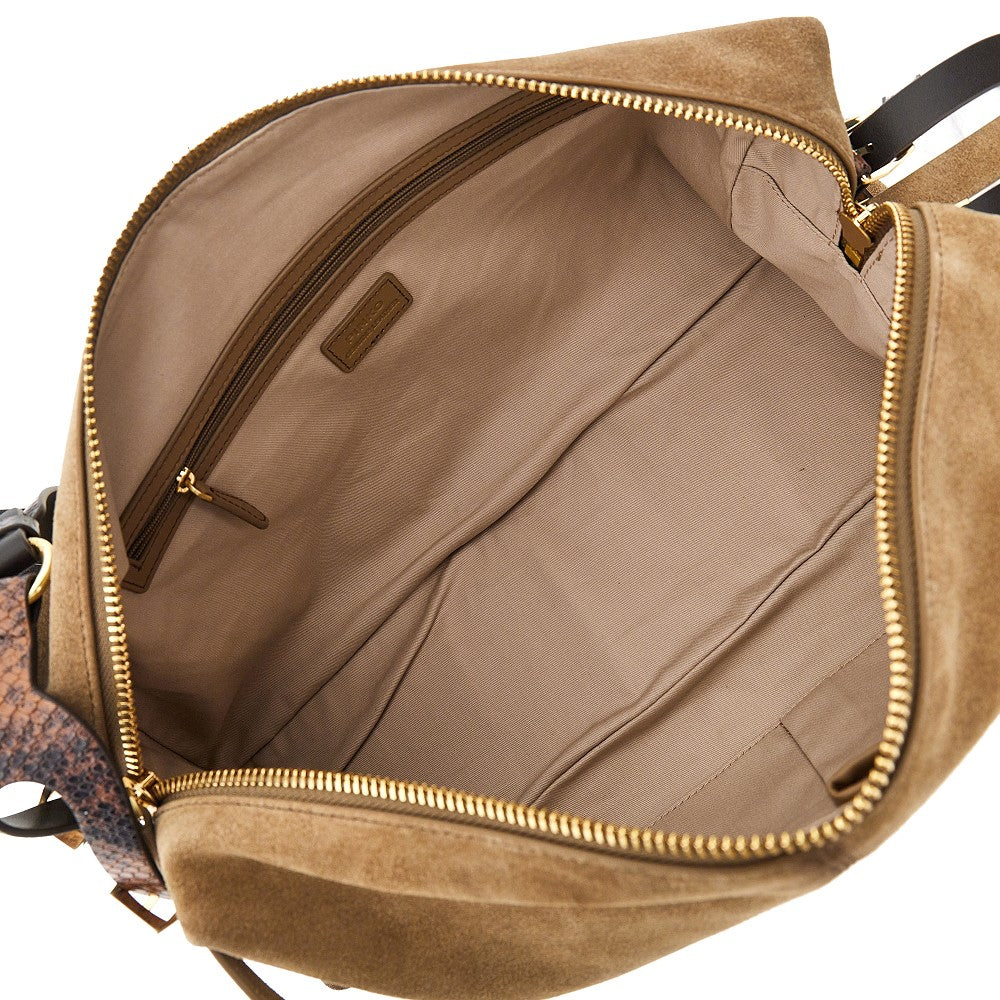 Suede leather large 'Keeper' shoulder bag