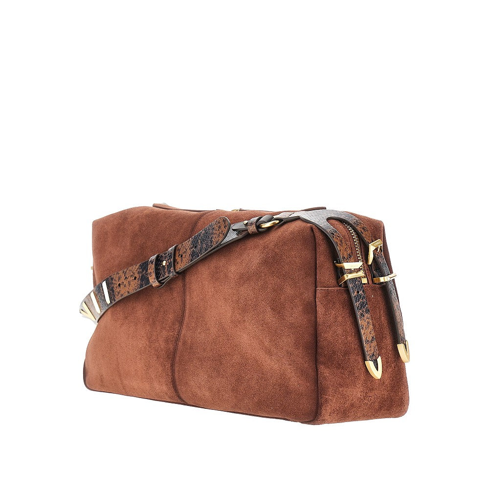 Suede leather large 'Keeper' shoulder bag