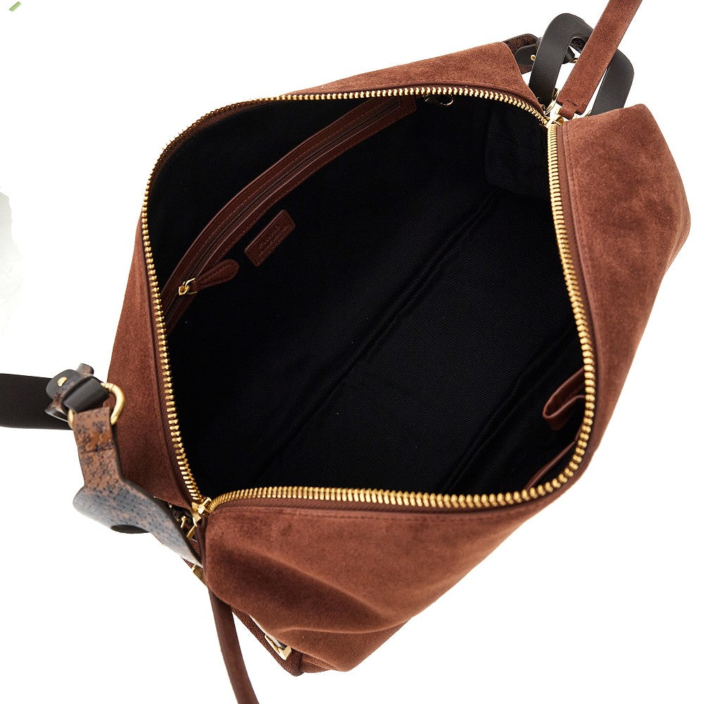 Suede leather large 'Keeper' shoulder bag