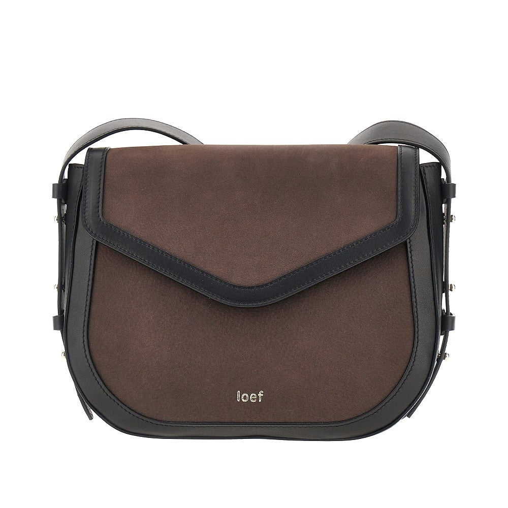 Nubuck leather 'Arc' crossbody bag