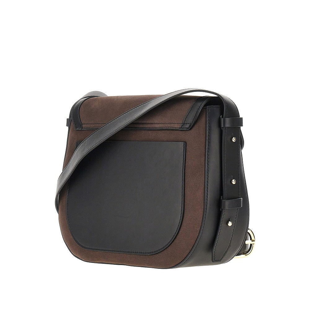 Nubuck leather 'Arc' crossbody bag