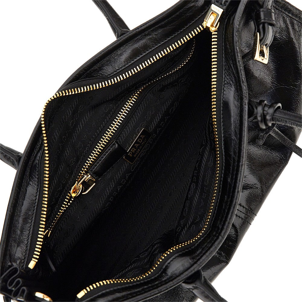 Shiny leather medium 'Prada Bonnie' bag