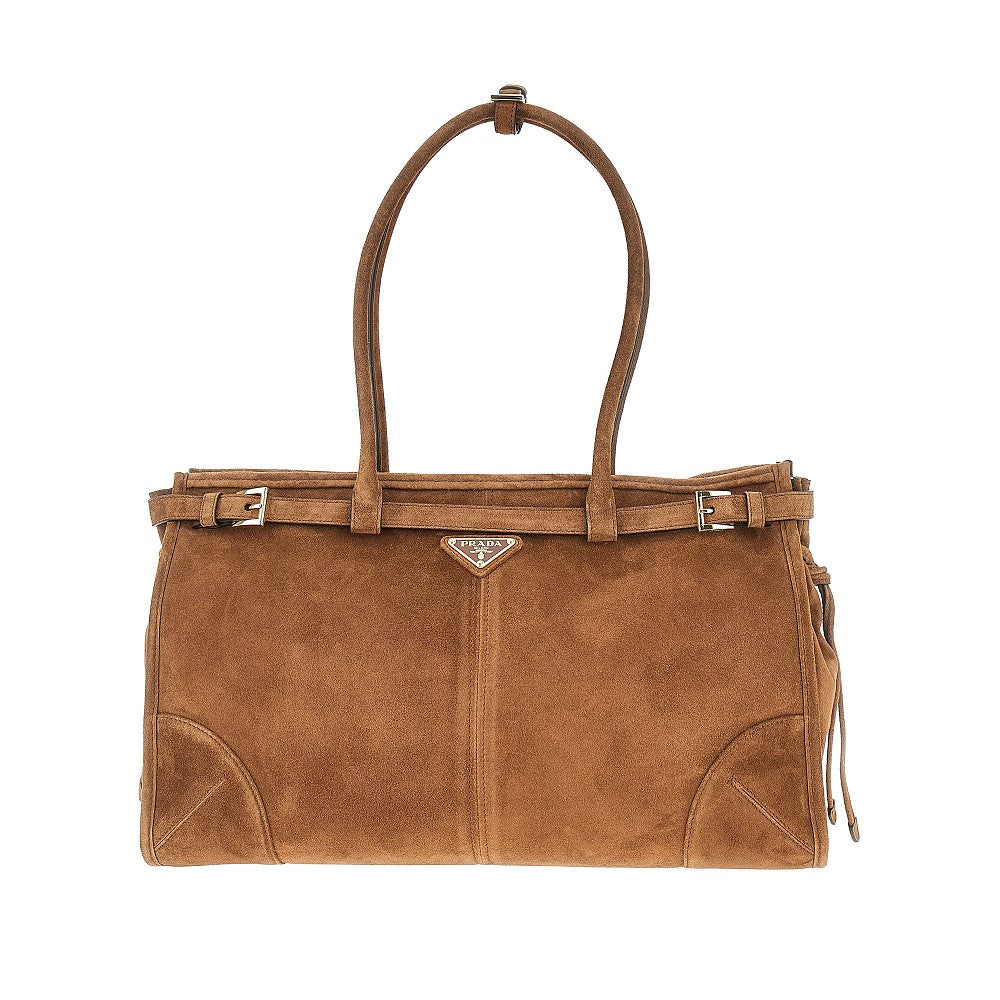 Suede leather large 'Prada Bonnie' handbag