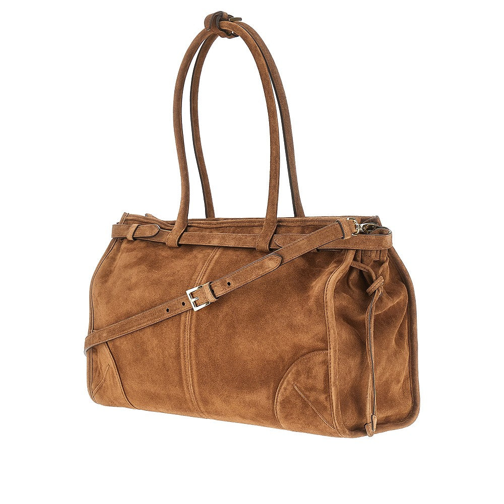 Suede leather large 'Prada Bonnie' handbag