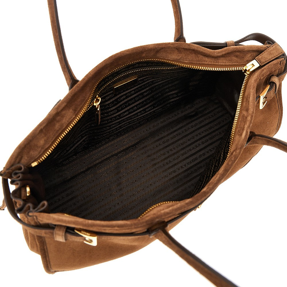 Suede leather large 'Prada Bonnie' handbag