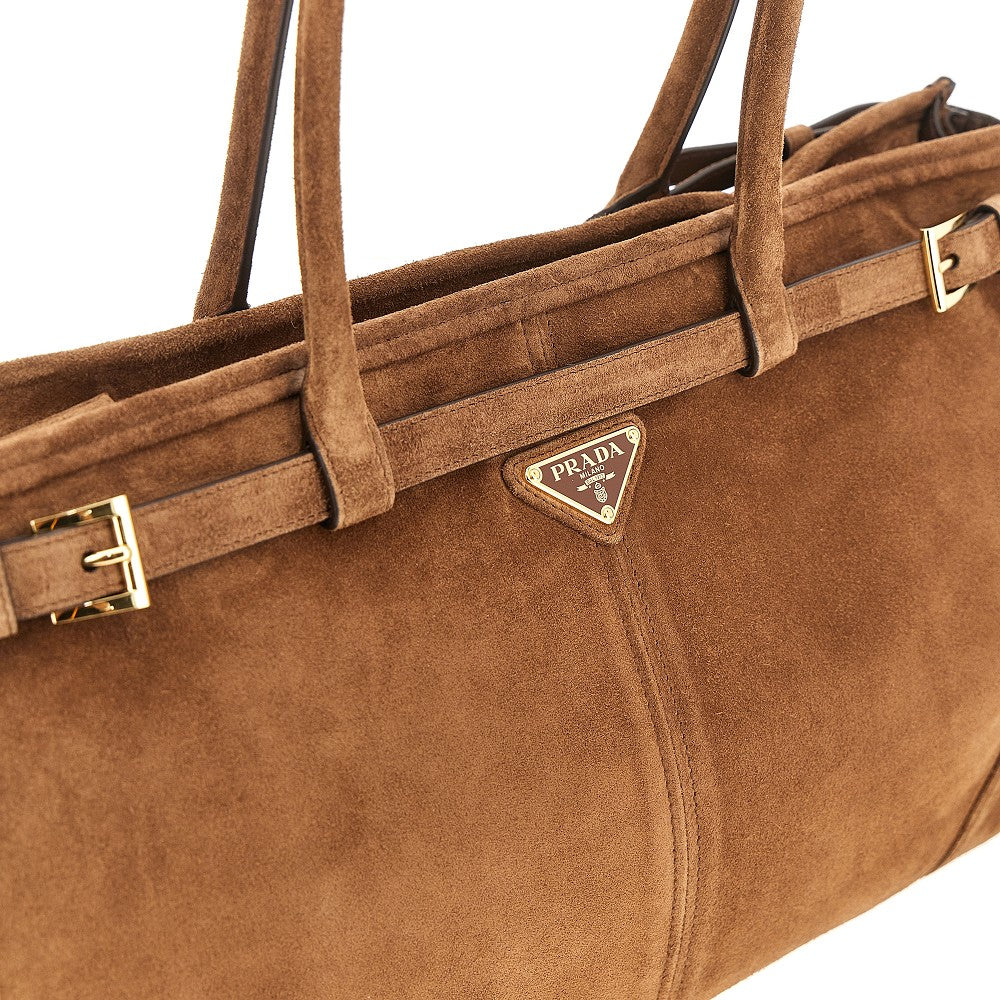 Suede leather large 'Prada Bonnie' handbag